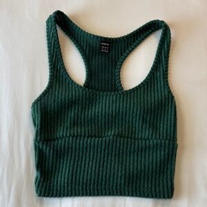 SHEIN Dark Green Ribbed Crop Top
